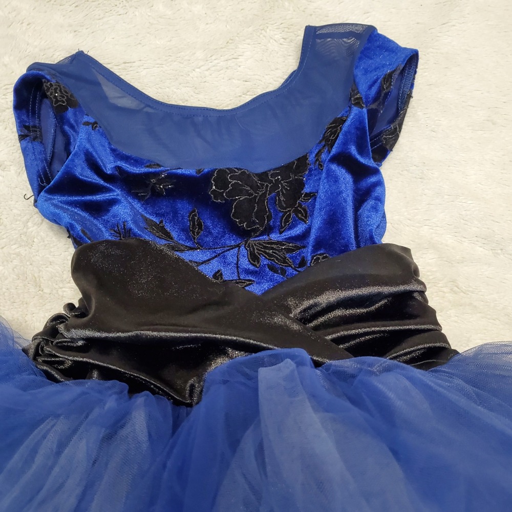 Weissman Navy Blue Black Tulle Ballet Dance Leotard Costume Girl MC 10 12 - Picture 4 of 11